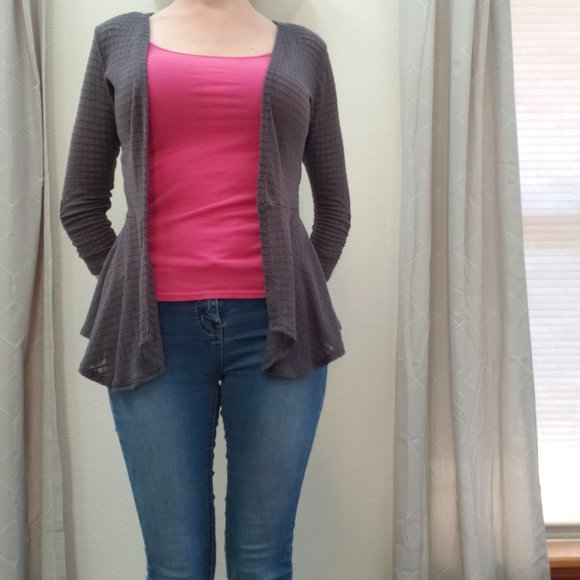 Candie's Gray Open Front Cardigan - Picture 2 of 8